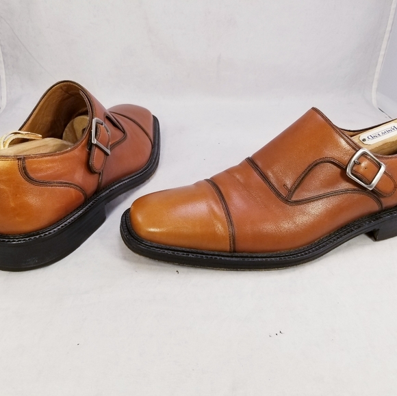 MAGNANNI MEN SHOES LOAFERS MONK BUCKLE STRAP WHISKEY COLOR SIZE 10.5 M - Picture 10 of 10